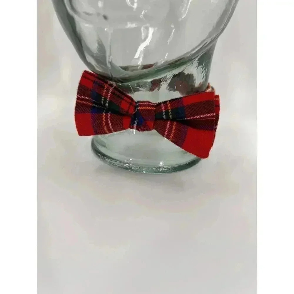 VINTAGE DOTTY SMITH RED PLAID ADJUSTABLE 13" - 15.5" BOW TIE EXCELLENT CONDITION